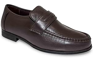 Pegasus Men's Leather Wide Fit Slip-On Moccasin Shoes – Smart Casual Comfort Footwear with Cushioned Insole