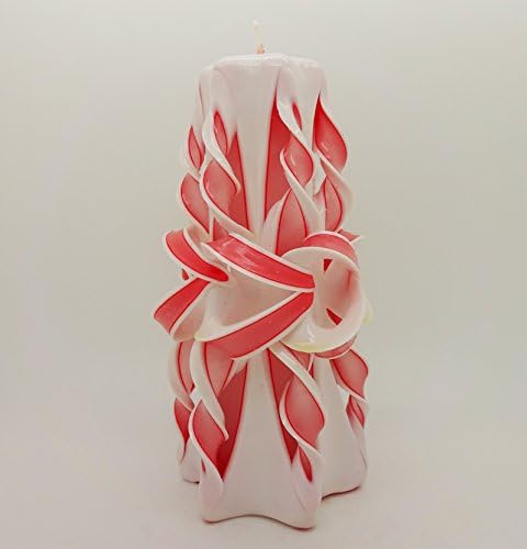 Hand Carved Sculptured Pillar Candle (White Light Red/Medium)