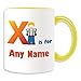 Produktbild Personalisiertes Geschenk – Buchstabe X für Tasse (Alphabet Design Thema, Farbe Optionen) – alle Nachricht/Name auf Ihre einzigartige – A B C D E F G H I J K L M N O P Q R S T U V W x Y Z Initiale niedlicher Symbol phonetische X-Ray XRAY, keramik, Gelb