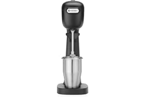 HENDI Getränkemixer, inkl. 2 Mischbecher, 4 Rührwerken, für Milchshakes, Freddo Cappuccino, Frappés, Milchshake Maker, Drink mixer, 0,5L, 230V/400W, 170x196x(H)490mm, ABS, Edelstahl, schwarz