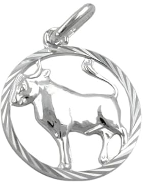 Unbespielt Unisex Kettenanhänger Anhänger Sternzeichen Stier aus 925 Silber Abmessung 15 mm inkl. kleiner Schmuckbox