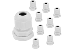 BORDSTRACT 10 pezzi Pressacavi Elettrici Impermeabili PG7 PG9 PG11 PG13.5 PG16 PG19 PG21 Regolabile Pressacavi,Nylon Bianco Pressacavo impermeabile per Fissaggio Cavo(PG9)