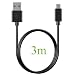 Produktbild Micro USB Kabel 3M/10FT Nylon USB Ladekabel Schnellladekabel Android Smartphones für Samsung Galaxy, HTC, Huawei, Sony, Nexus, Nokia, Kindle und mehr - Schwarz