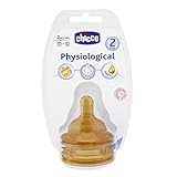Chicco Antikolik-Sauger Physiological, 2m+, Kautschuk, mittlerer Fluss, 2 Stück