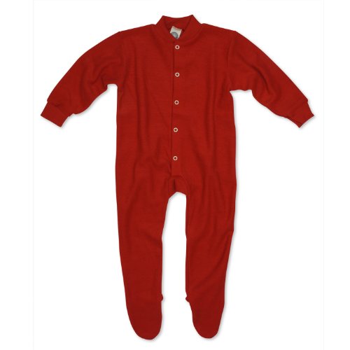 Cosilana - Baby Pyjamas / Sleepsuit8-11 months (Height 28-31 inch) (Size 74), Red, 100% Organic Merino Wool