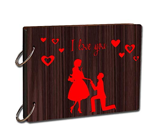 Paper Plane Design Valentine Gift Rectangular Craft Handmade Scrap Book (22 cm x 16 cm x 4 cm, Brown)