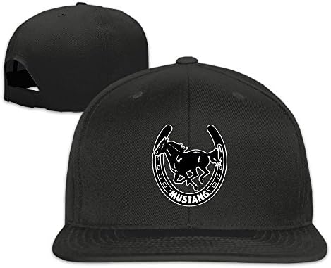 Mustang Horseshoe Popular Design Unisex Adjustable Flat Along Caps Outdoor Sports Baseball Hats Black