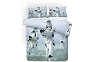 GDGM Bettwäsche Wars Trooper,kinderbettwäsche,3D Bettwäsche 200x200 3teilig,Bettbezug Und Kissenbezug,Baumwolle/Renforcé (A01,155x220cm+75x50cm)