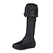 Produktbild Kniehohe Stiefel Damen, DoraMe Frauen Tassel Winterschuhe Mattierte Wildleder Schnürstiefel Warme Flach Boots (Schwarz, 34)