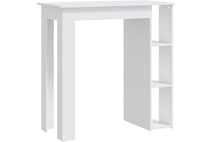 ‎VIDAXL vidaXL Stolik barowy z półkami, biały, 102x50x103,5 cm, płyta wiórowa, stół bistro, stolik bistro, wysoki stolik, stoły bistro, stoliki bistro