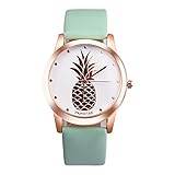 Suitray Damen Uhren,Ananas Gedruckt Frauen Armbanduhr Analoge Quarzuhr Freizeit Uhr Geschenk,Runde Zifferblattgehäuse Lederband Uhren