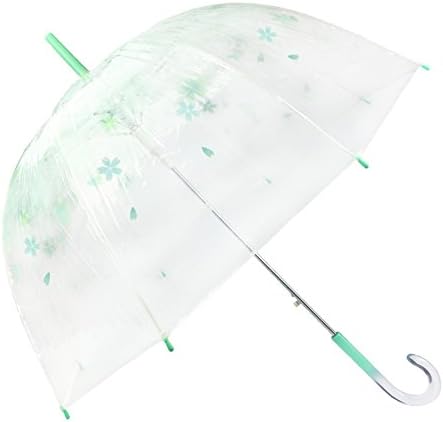 BeautyPO women’s transparent umbrella in birdcage look with romantic pink cherry details and a comfortable handle , Grün Kristall Griff (Green) - HS-0526