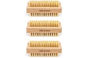 Wild & Stone | Wooden Nail Brush | Double-Sided Natural Sisal Fingernail and Toenail Brush | FSC Certified Beechwood & Sisal Fibres | Vegan & Plastic Free (1 Pack) (One Size, 2, count)