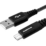 Ambrane Unbreakable 3A Fast Charging Braided Micro USB Cable for Android Devices – 1.5 Meter (RCM15, Black)