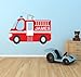 Personalised Fire Engine Kids Wall Art Sticker 60cm (w) x 45cm (h), KR27