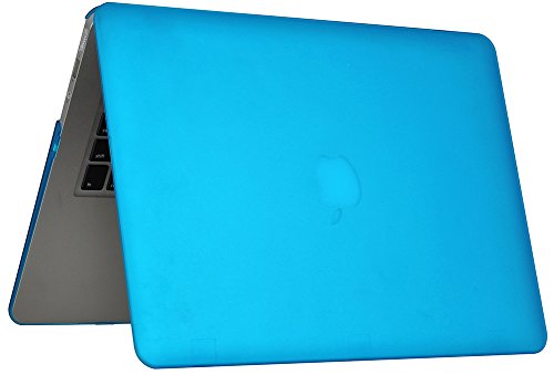 Topideal Schutzhülle, 3 in 1 Gummierte Matte, Seidenmatten, Satins, keramische Elemente, Schutzhülle für MacBook Air 33,8 cm (Modell: A1369 und A1466) + Tastatur-Cover + Displayschutzfolie aqua blue EU/UK Keyboard Version - 6