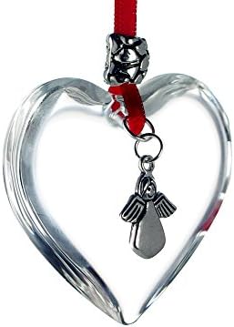 Glass Heart Christmas Tree Decoration, Angel Charm with Made for an Angel