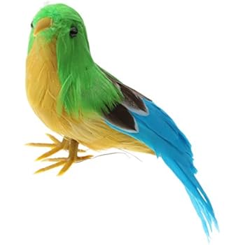 Magideal Petit Oiseau Artificiel Décoratif Ornement Réaliste En Plumes Deco Jardin Maison Vert Bleu 12cm