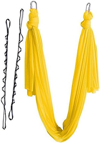 WENBIAOXUE WENBIAOXUEAnti-gravity Yoga Flying Swing Hammock Aerial Yoga Hammock Width 2.8m No stitching with accessories Locked chrysanthemum rope, 500*280cm, yellow