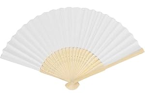 Yukiyi Éventail pliable en tissu pour femme fait à la main - Pour danse, accessoire de séance photo, de mariage, décoration murale - Beige