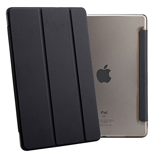 iPad Air 2 Hülle, Toeoe iPad 6th Auto Aufwachen / Schlaf Funktion Schutzhülle mit Lichtdurchlässig Rückseite Abdeckung und Eingebautem Magnet für iPad Air 2 (Schwarz)