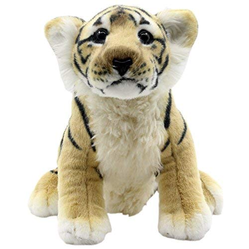 TAGLN Plüschtiere Spielzeug Sitzender Tiger Gepard Löwin Plüsch Leopard Löwe 25 cm (Brauner Tiger)