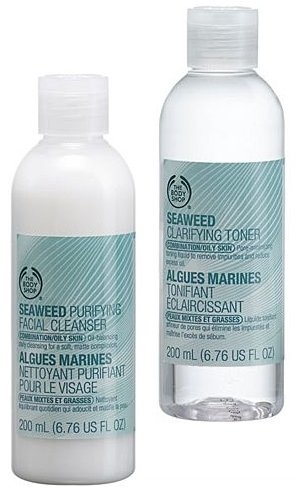 The Body Shop Seaweed Purifying Facial Cleanser 200ml + The Body Shop Seaweed Clarifying Toner 200ml For COMBINATION / OILY Skin