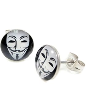 Cameleon-Shop - Ohrstecker Edelstahl - Maske Guy Fawkes - V Vendetta - 10mm