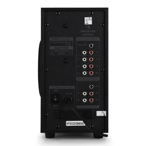 Système Audio Home Cinéma 5.1 Auna Areal Nobility - 120 W RMS, Caisson De Basses Actif - Bluetooth, USB, SD - Pour Films, Musique Et Jeux