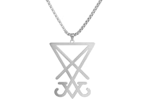 EUEAVAN Sigilo de Lucifer Colgante Collar de acero inoxidable símbolo satánico Colgante Collar Sello de Satanás Lucifer Colgante Pagano Wiccan Joyería Religiosa Collar