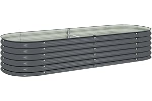vidaXL Letto Rialzato da Giardino 240x80x44cm Acciaio Zincato Grigio Fioriera