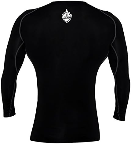 Raw Armour unisex long sleeve running &amp; exercise compression base layer top (X-Large, Black)