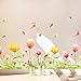 Produktbild QTZJYLW Kunst Wandaufkleber Cartoon Traum Schmetterling Und Blume Pflanze Muster Aufkleber Wohnzimmer Hintergrund Dekoration Wandaufkleber (50 × 70 cm)
