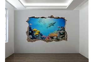 WMOLTDTM Underwater Coral Reef Photo Hole in Wall Sticker Wall Mural (19290358) (120cm x 80cm)