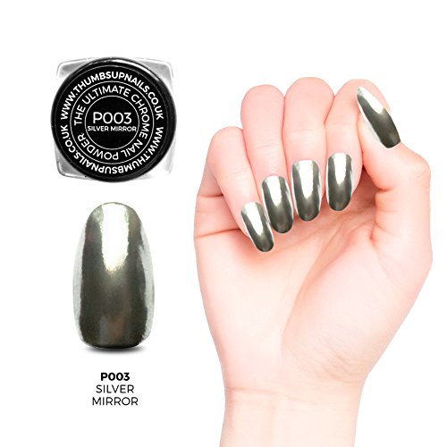 The Ultimate Holo and Metallic Chrome Nail Powders by ThumbsUp Nails (Silver Mirror)