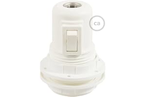 creative cables - Kit Douille E27 en thermoplastique avec écrou Double Bague pour Abat-Jour et Interrupteur - Blanc