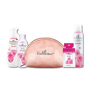 Enchanteur Romantic Range Gift Kit, 518ml (Combo of 4 + Travel Pouch)