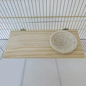 Bird Cage Wooden Platform And Handwoven Nest, Parrot Perches Stand Set Paw Grinding?Small Pet Cage Accessories Toy Playground for Parakeet Conure Cockatiel Budgie Gerbil Rat Mouse Chinchilla Hamster