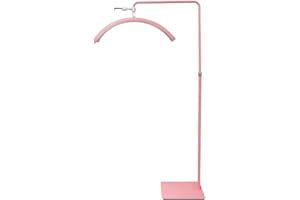 QIANYUANYY Lampada extension ciglia, lampada estetica, luce LED estetista con luminosità e altezza regolabili, lampada da terra mezza luna per trucco, lettura viso, sopracciglia, centro benessere, 180cm (Rosa)