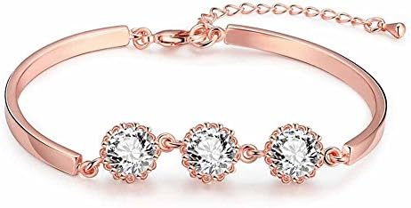 Bangle bracelet Plated rose gold 18K carat High quality novelty jewellery Cubic Zirconia Woman Pink Faceted Bali