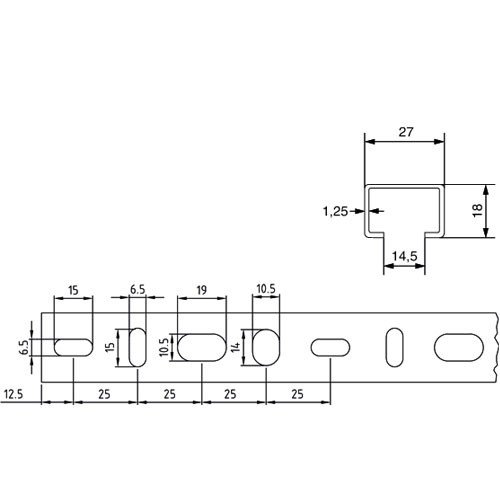 Stabilo-Sanitaer Montageschiene 27/18 2m Installationsschiene 27×18 mm 200cm C-Profil U-Profil Profilschiene Lochschiene Installationsschiene - 3