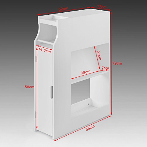 SoBuy® Badregal, Badezimmerschrank,Nischenregal, Standschrank, Seitenschrank, FRG52-W - 5