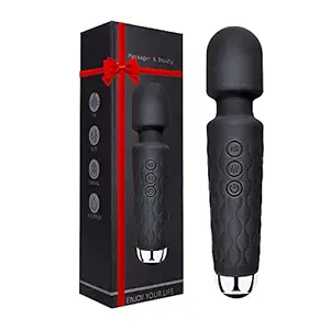 ZURU BUNCH1 Pcs, Rechargeable Body Massager for Women and Men / Handheld Waterproof Vibrate Wand Massage Machine with 20 Vibration Modes - 8 Speeds, Flexible Neck (Black)