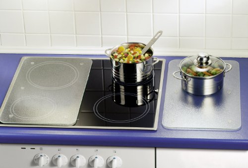 WENKO 2521200500 Herdabdeckplatte Universal mit Sicherheitsfolie – 2er Set, für alle Herdarten, Gehärtetes Glas, 30 x 1.8 – 4.5 x 52 cm, Mehrfarbig - 2