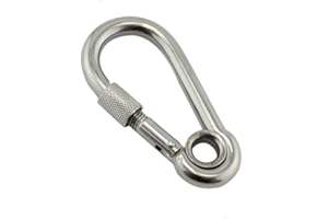 Constrabo | 2x moschettoni con chiusura avvitabile e occhiello misura 100x10mm | Qualità DIN5299 C | Moschettoni in acciaio zincato con capacità di carico fino a 350kg | Moschettone con occhio chiuso