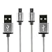 Produktbild Micro USB Ladekabel CABBRIX® Silber [2-Pack] 3m Lang Nylon 2,4A Sync Android Smartphones für Samsung Galaxy S7 S6 Edge S5 Neo HTC LG Sony Nexus Nokia Lumia Huawei Kindle XBOX PS4 JBL BlackBerry