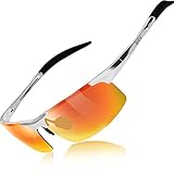 Image of Duco Men's Driving Sunglasses Polarised Glasses Sports Eyewear Fishing Golf Goggles 8177S (Silver Frame Orange Lens)