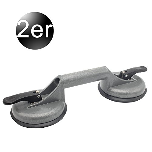 YAOBLUESEA 2 Stück Saugheber aus Aluminium Saugnäpfen Saugnapfhalter Gummisauger Glasheber 100kg Vakuumsauger Doppelsaugheber 118 mm