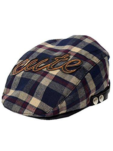 YICHUN Baby Kids Toddler Plaid Peaked Cap Cute Baseball Hat Beret Cap Navy