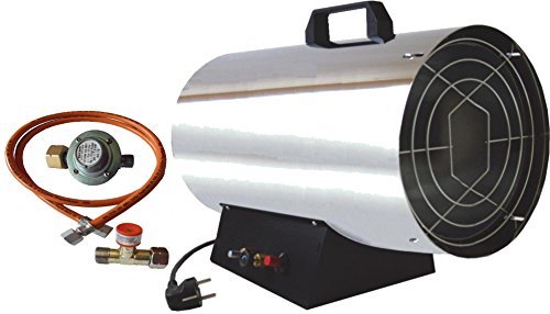 Gas-Heizkanone Gasheizer Gasheizgerät 5-15 KW Edelstahl regelbar inkl. SBS , Druckregler , Schlauch GT150ER